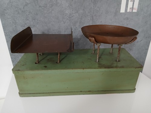 Antica bilancia legno con 2 - bilancia, in